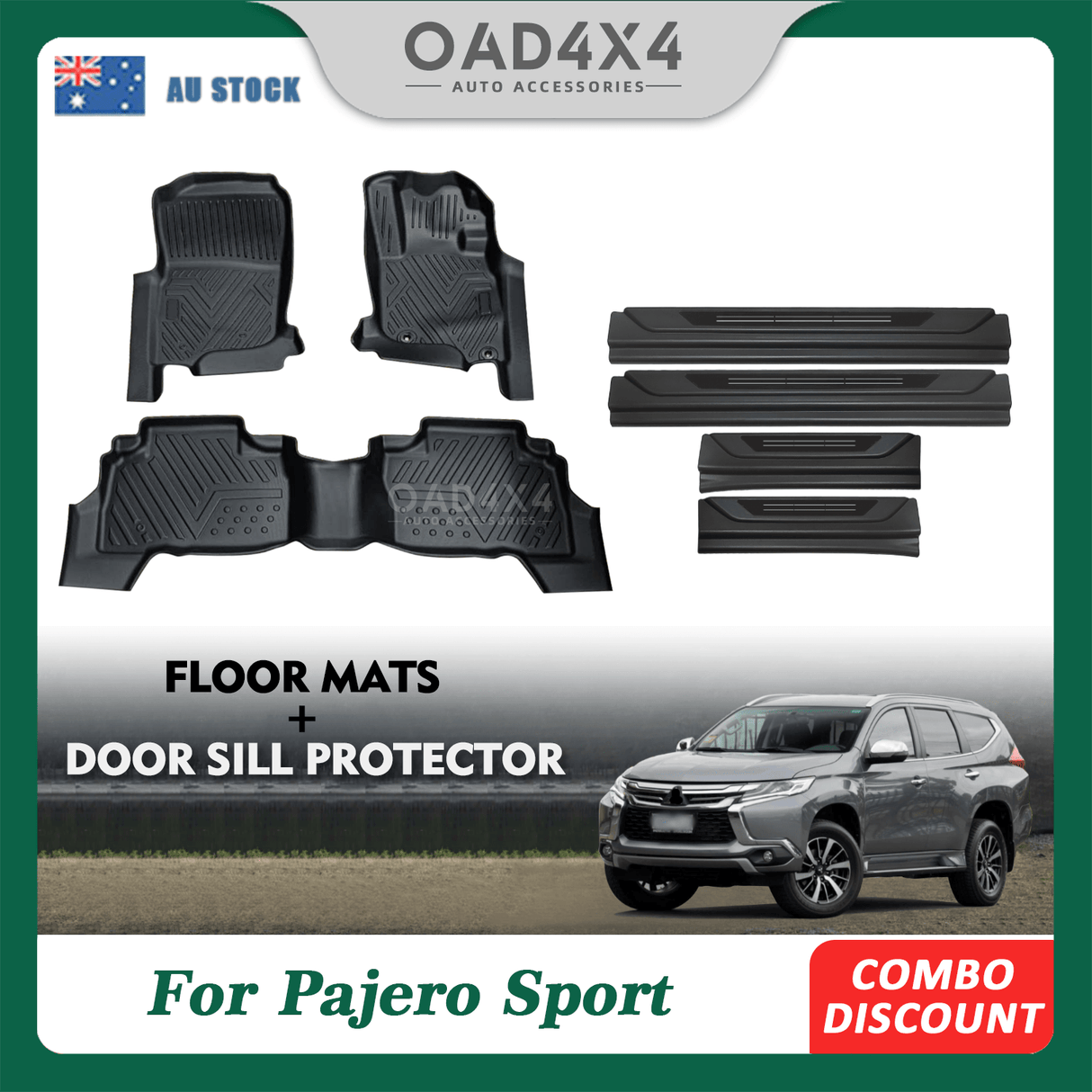 Floor Mats & Door Sill Protector for Mitsubishi Pajero Sport 2015-Onwards