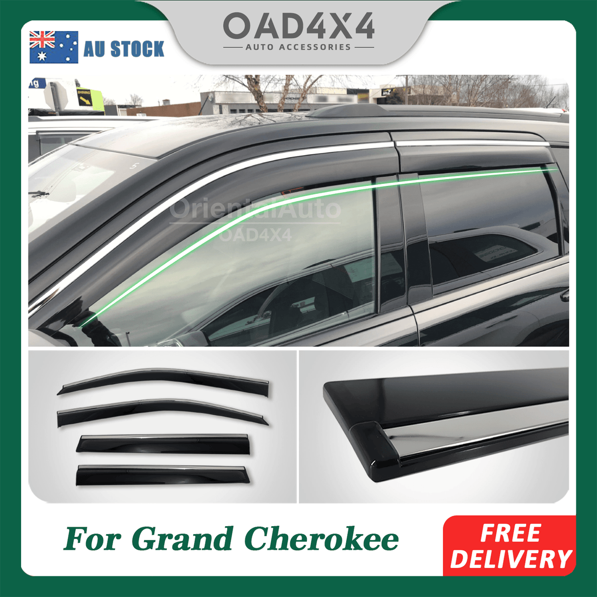 Stainless Edge Weather Shields for Jeep Grand Cherokee WK/WK2 2010-2021