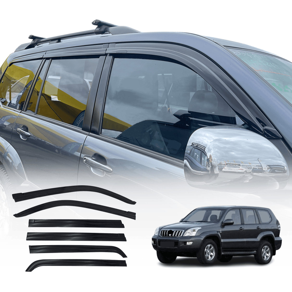 Injection Weather Shields for Toyota Land Cruiser Prado 120 2003-2009 6PCS