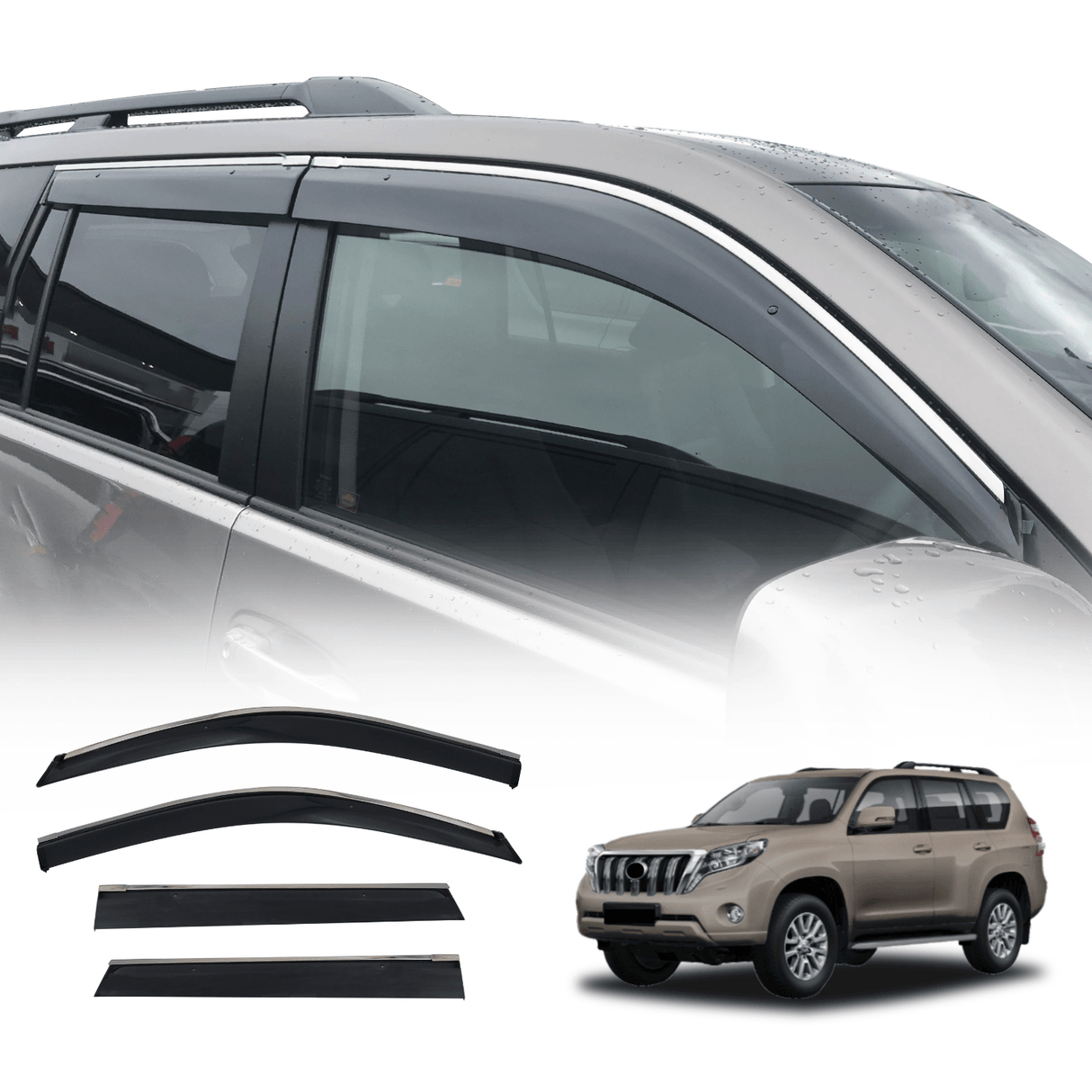 Stainless Edge Weather Shields for Toyota Land Cruiser Prado 150 2009-2024