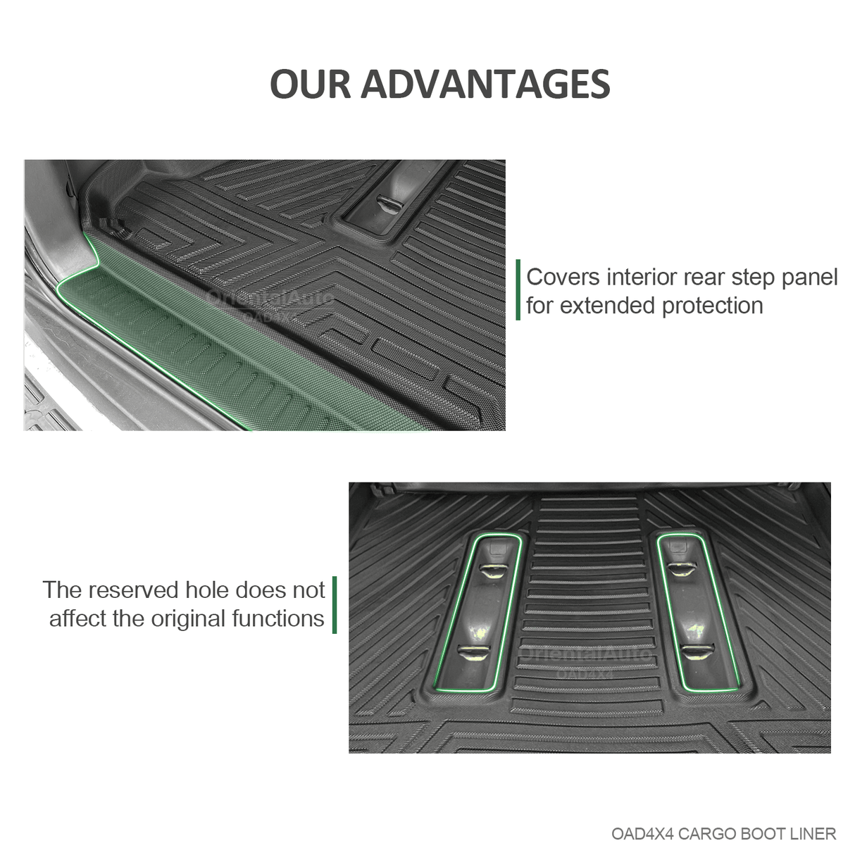 Boot Liner for Toyota Land Cruiser Prado 120 2003-2009 with Inner Rear Step Panel Covered