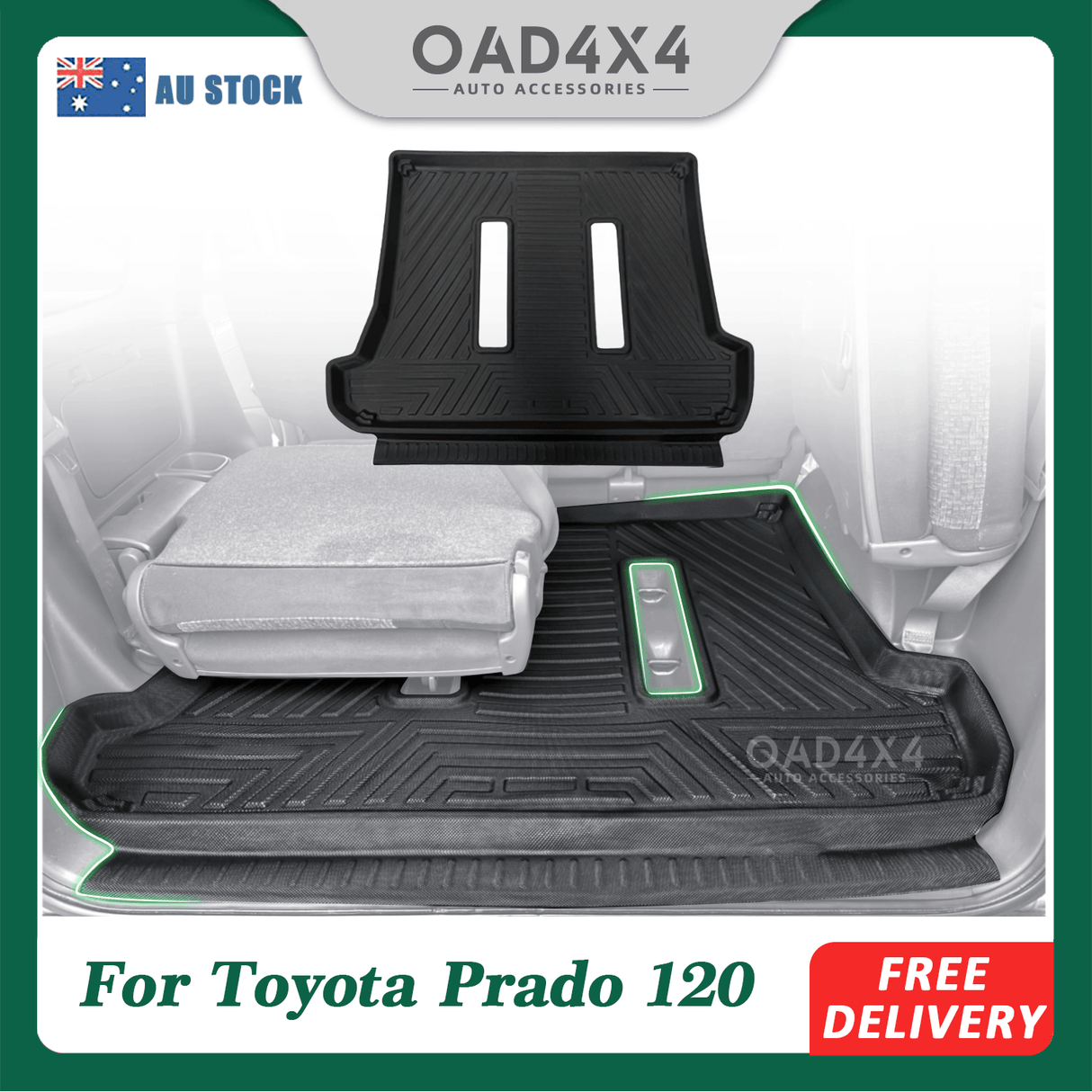 Boot Liner for Toyota Land Cruiser Prado 120 2003-2009 with Inner Rear Step Panel Covered