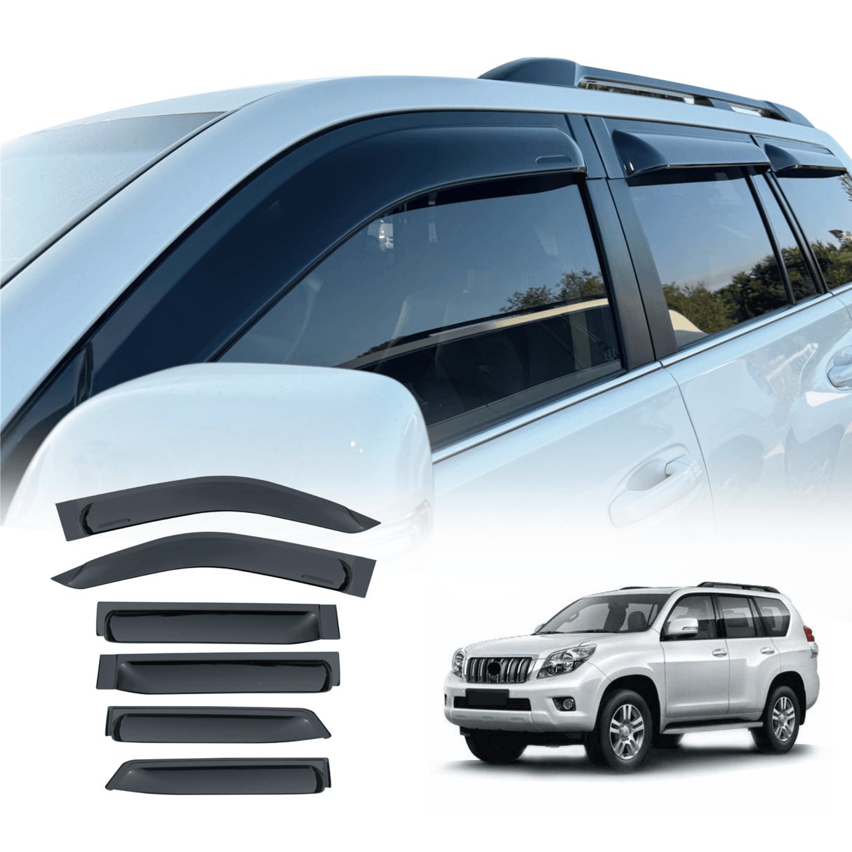 Widened Weather Shields for Toyota Land Cruiser Prado 150 2009-2024 6PCS