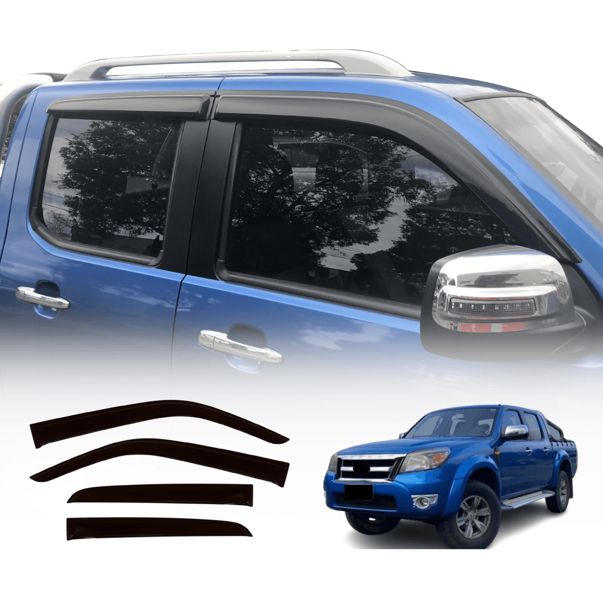 Luxury Weather Shields for Ford Ranger PJ PK Series Dual Cab 2006-2011
