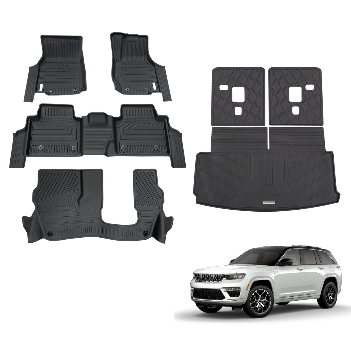 5D TPE Car Floor Mats for Jeep Grand Cherokee L WL Series 7 Seats 2021-Onwards