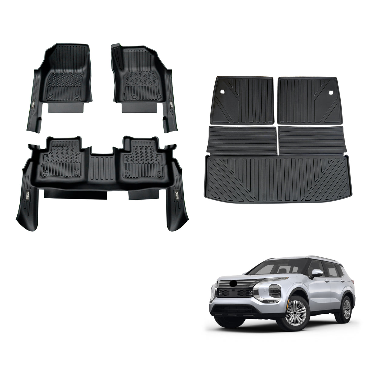 7D TPE Car Floor Mats for Mitsubishi Outlander 7 Seats Petrol 2021-Onwards