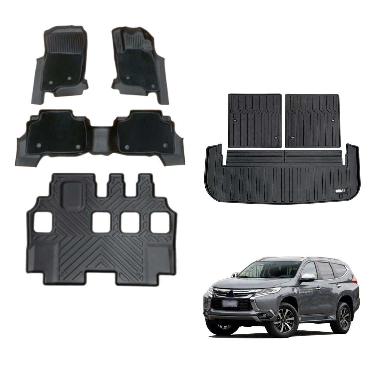 5D Double-Layer Car Floor Mats for Mitsubishi Pajero Sport 2015-Onwards