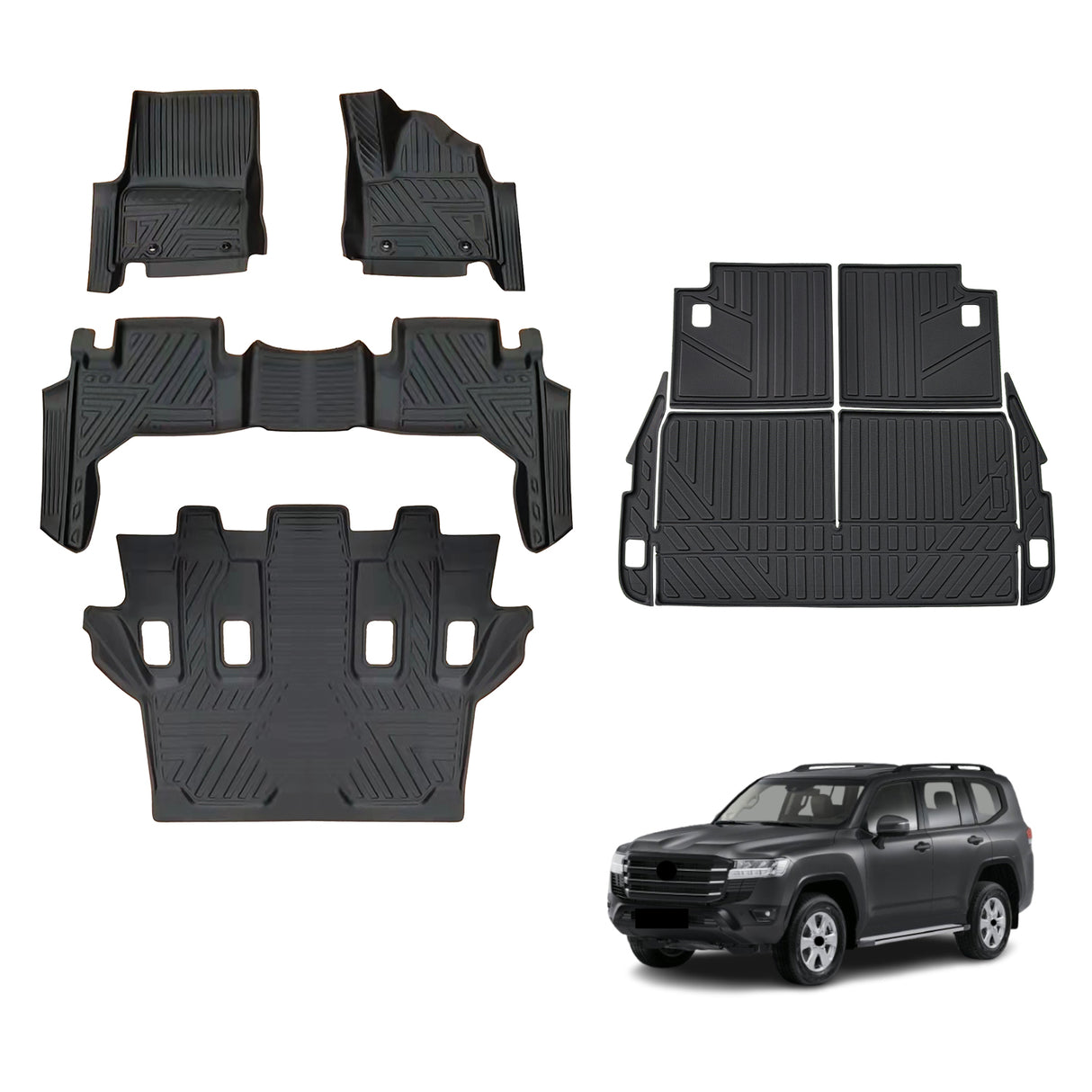 5D TPE Car Floor Mats for Toyota Land Cruiser 300 2021-Onwards