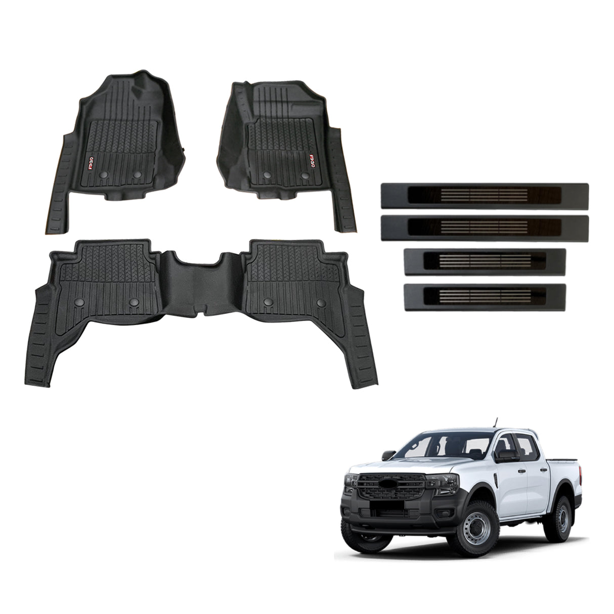 Injection Floor Mats & Door Sill Protector for Ford Ranger Dual Cab 2022-Onwards