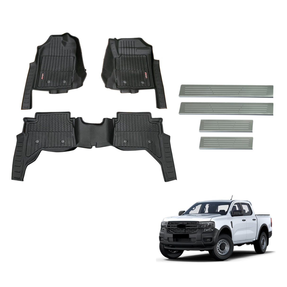 Injection Floor Mats & Door Sill Protector for Ford Ranger Dual Cab 2022-Onwards