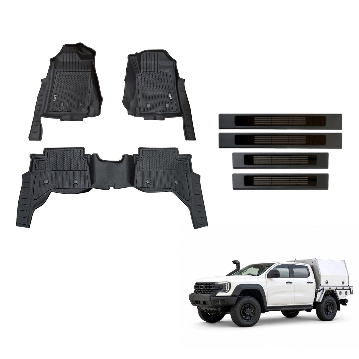 Injection Floor Mats & Door Sill Protector for Ford Ranger Super Duty Dual Cab 2026-Onwards
