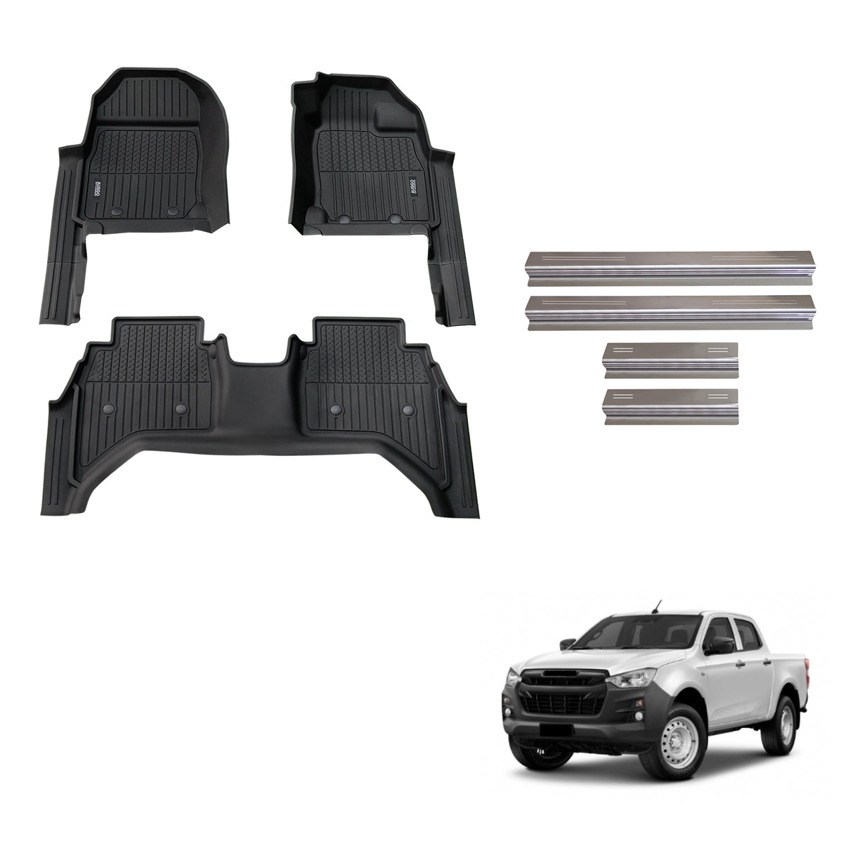 Injection Floor Mats & Door Sill Protector for ISUZU D-MAX Dual Cab 2020-Onwards