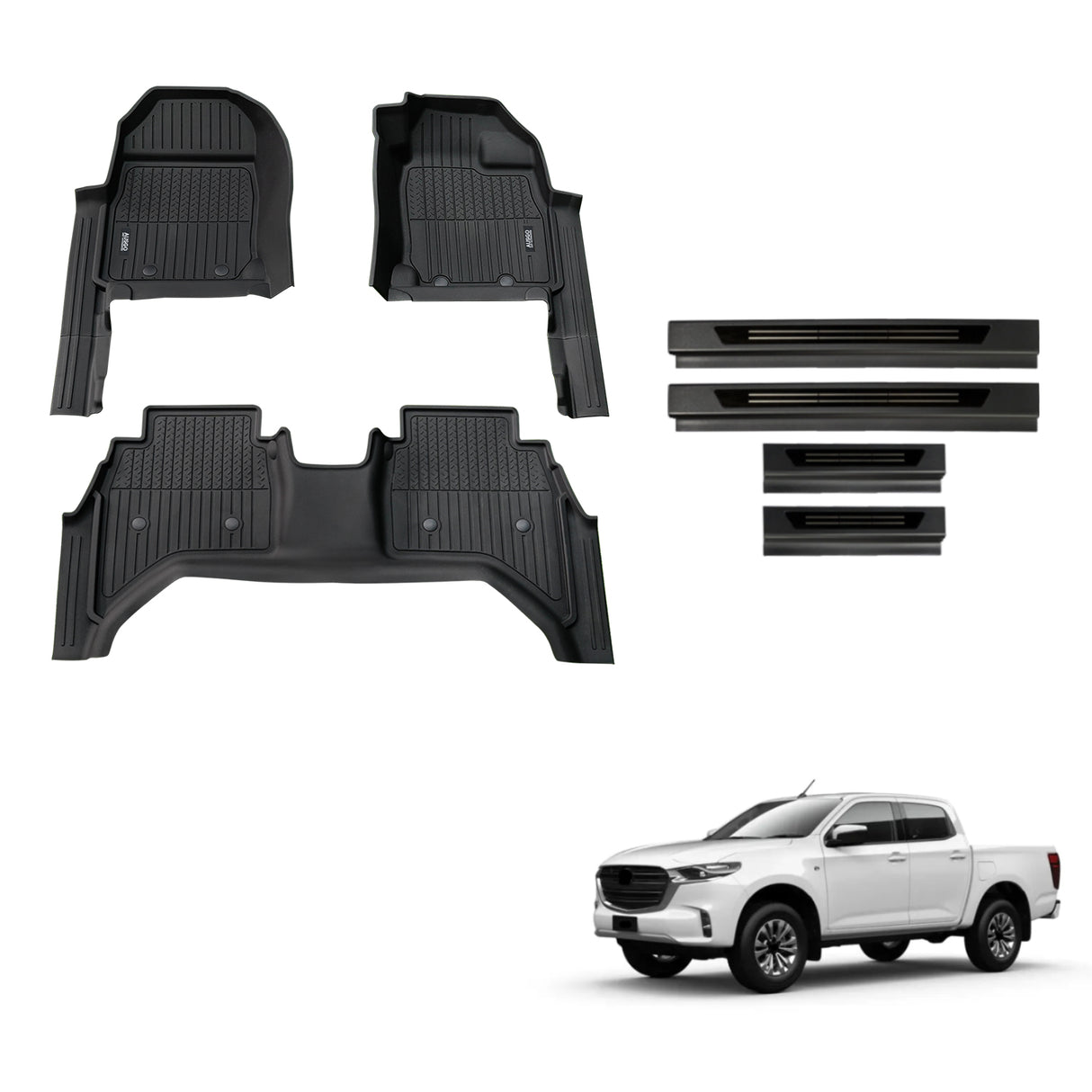 Injection Floor Mats & Door Sill Protector for Mazda BT-50 BT50 Dual Cab 2020-Onwards