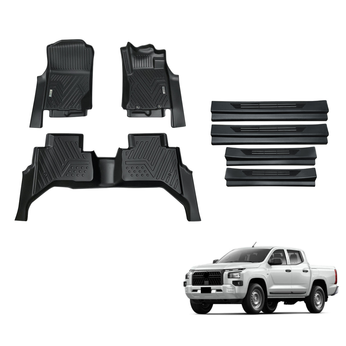 Floor Mats & Door Sill Protector for Mitsubishi Triton MV All-New Dual Cab 2024-Onwards