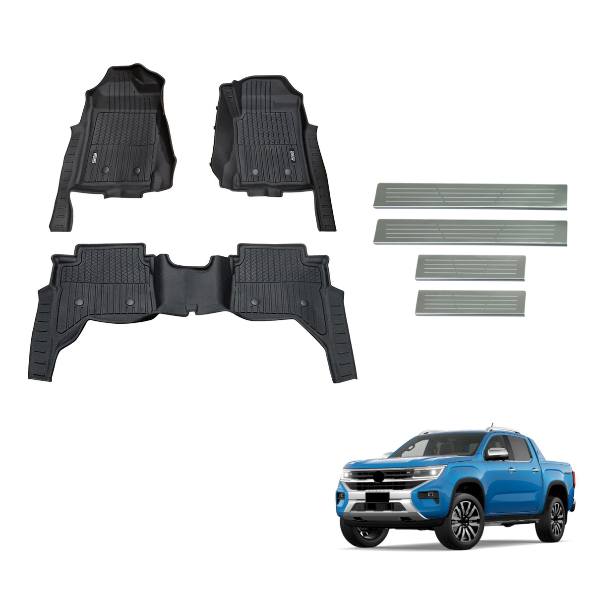 Injection Floor Mats & Door Sill Protector for Volkswagen Amarok NF Series Dual Cab 2023-Onwards