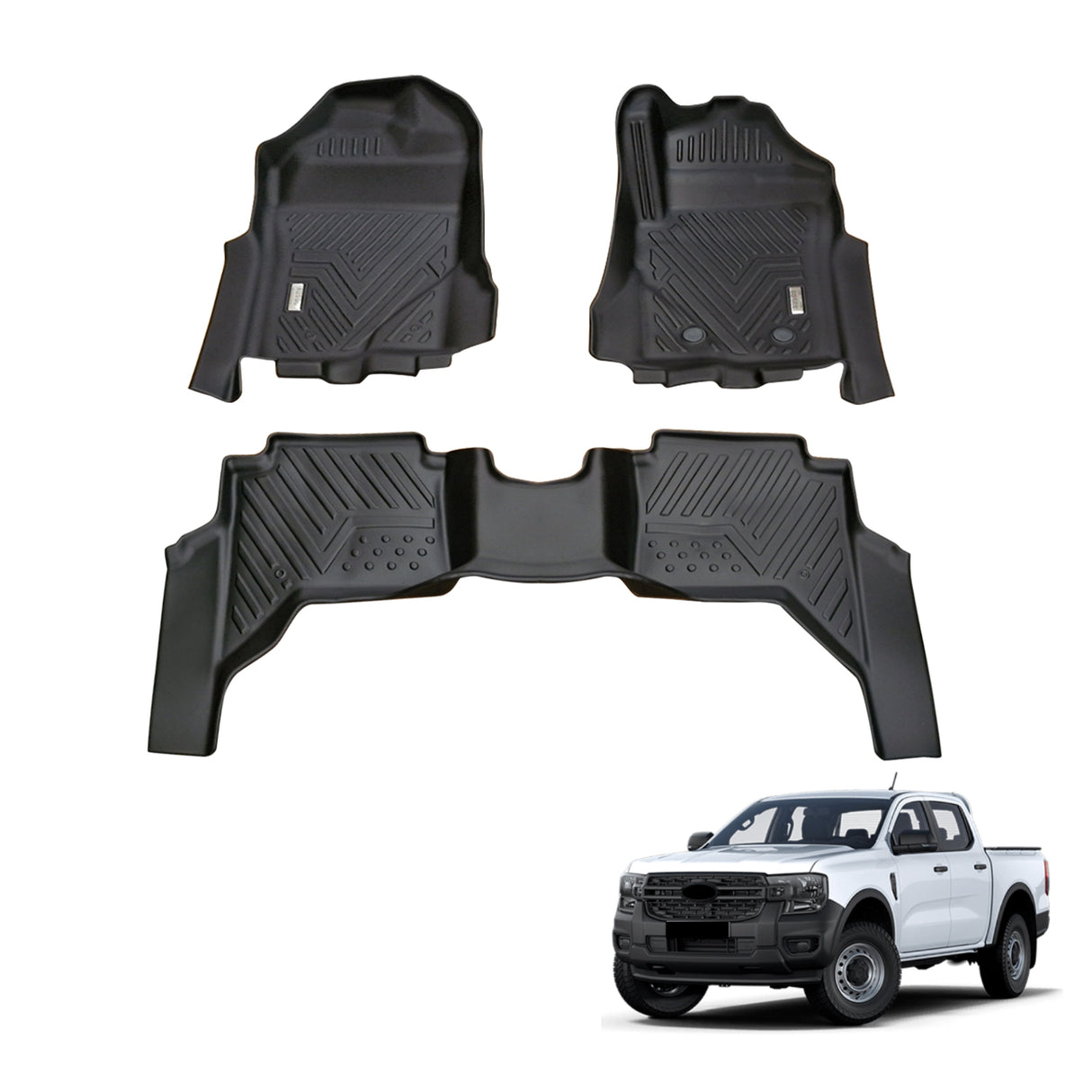 5D TPE Car Floor Mats for Ford Ranger Dual Cab 2022-Onwards