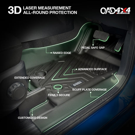 5D TPE Car Floor Mats for Ford Ranger Super Duty Dual Cab 2026-Onwards