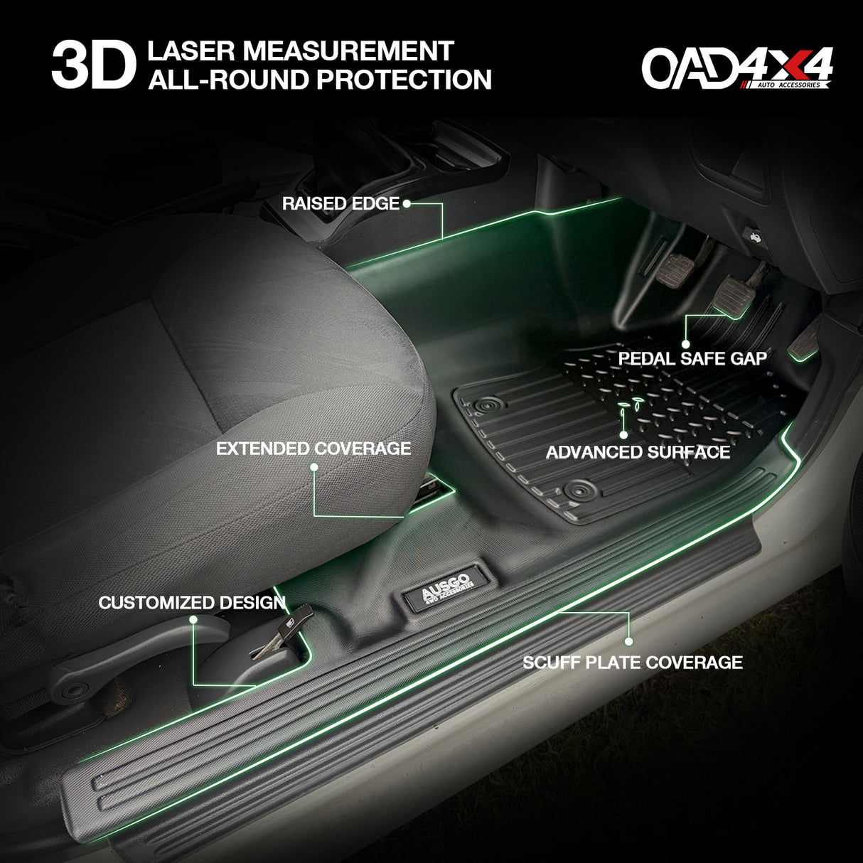 7D TPE Car Floor Mats for ISUZU D-MAX DMAX Dual Cab 2008-2012