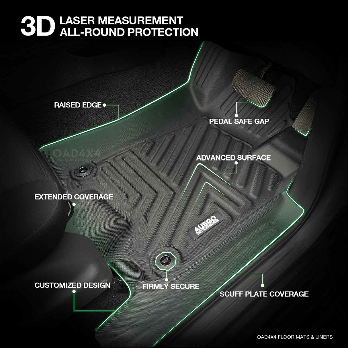 5D TPE Car Floor Mats for Nissan Navara NP300 D23 Dual Cab 2015-Onwards