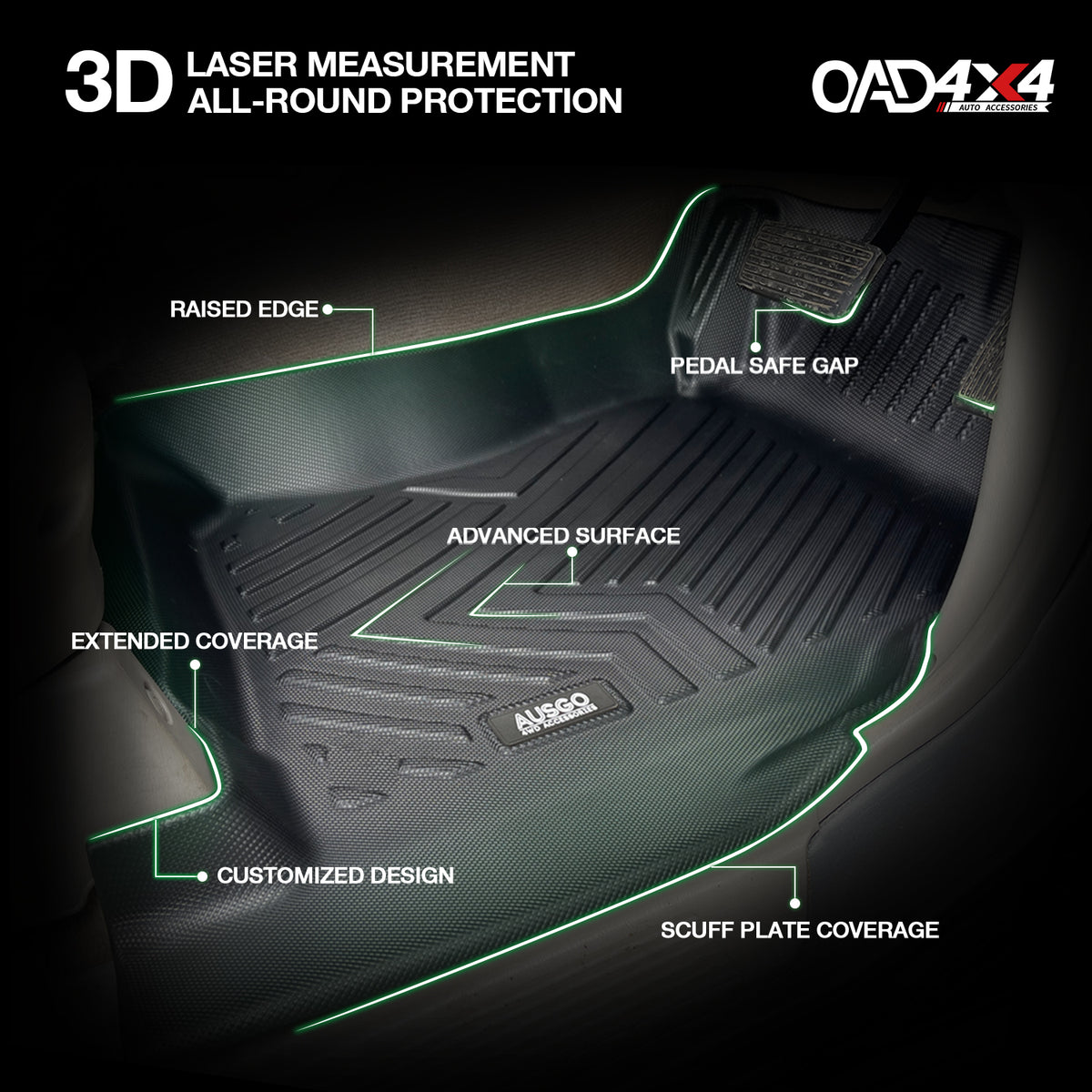 5D TPE Car Floor Mats for Nissan Patrol Y61 GU Single Cab 1997-2015