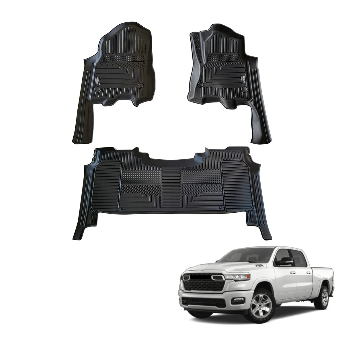5D TPE Car Floor Mats for RAM 1500 DT Series Crew Cab 2023-Onwards