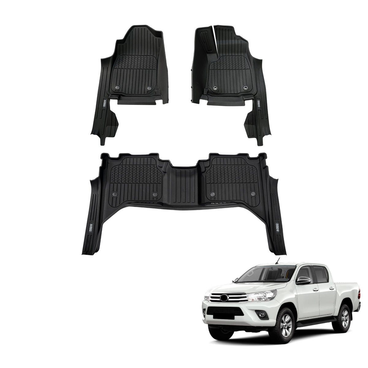 Injection 7D TPE Car Floor Mats for Toyota Hilux Dual Cab 2015-2025