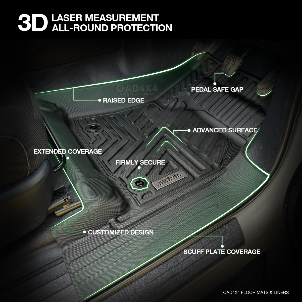 5D TPE Car Floor Mats for Toyota Hilux Manual Transmission Dual Cab 2025-Onwards