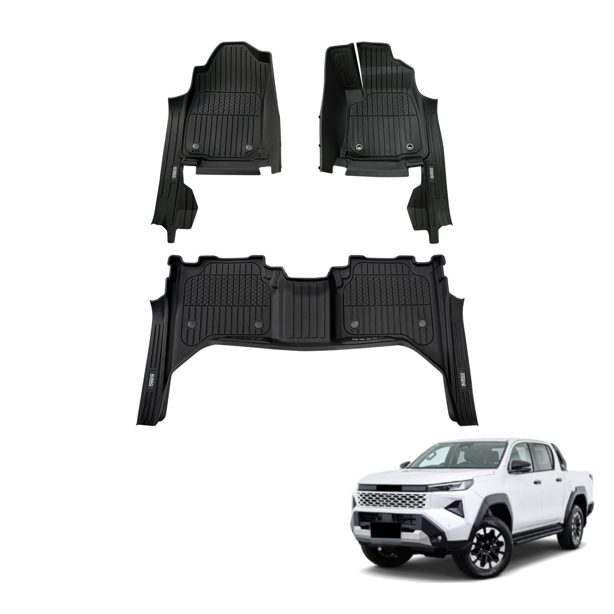 Injection 7D TPE Car Floor Mats for Toyota Hilux Dual Cab 2025-Onwards