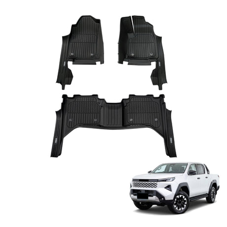 Injection 7D TPE Floor Mats for Toyota Hilux Dual Cab 2025-Onwards