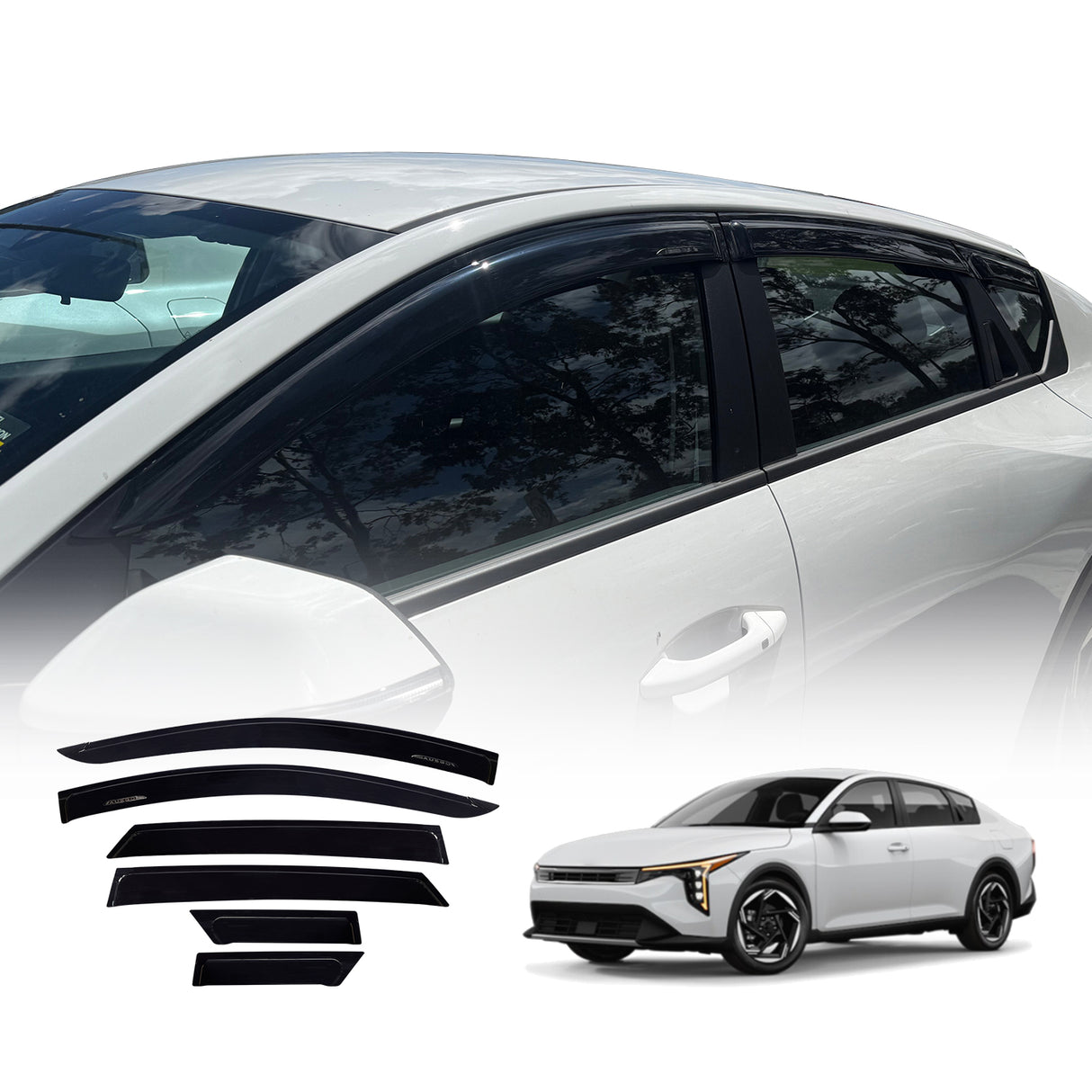 Luxury Weather Shields for KIA K4 Sedan 2024-Onwards 6PCS