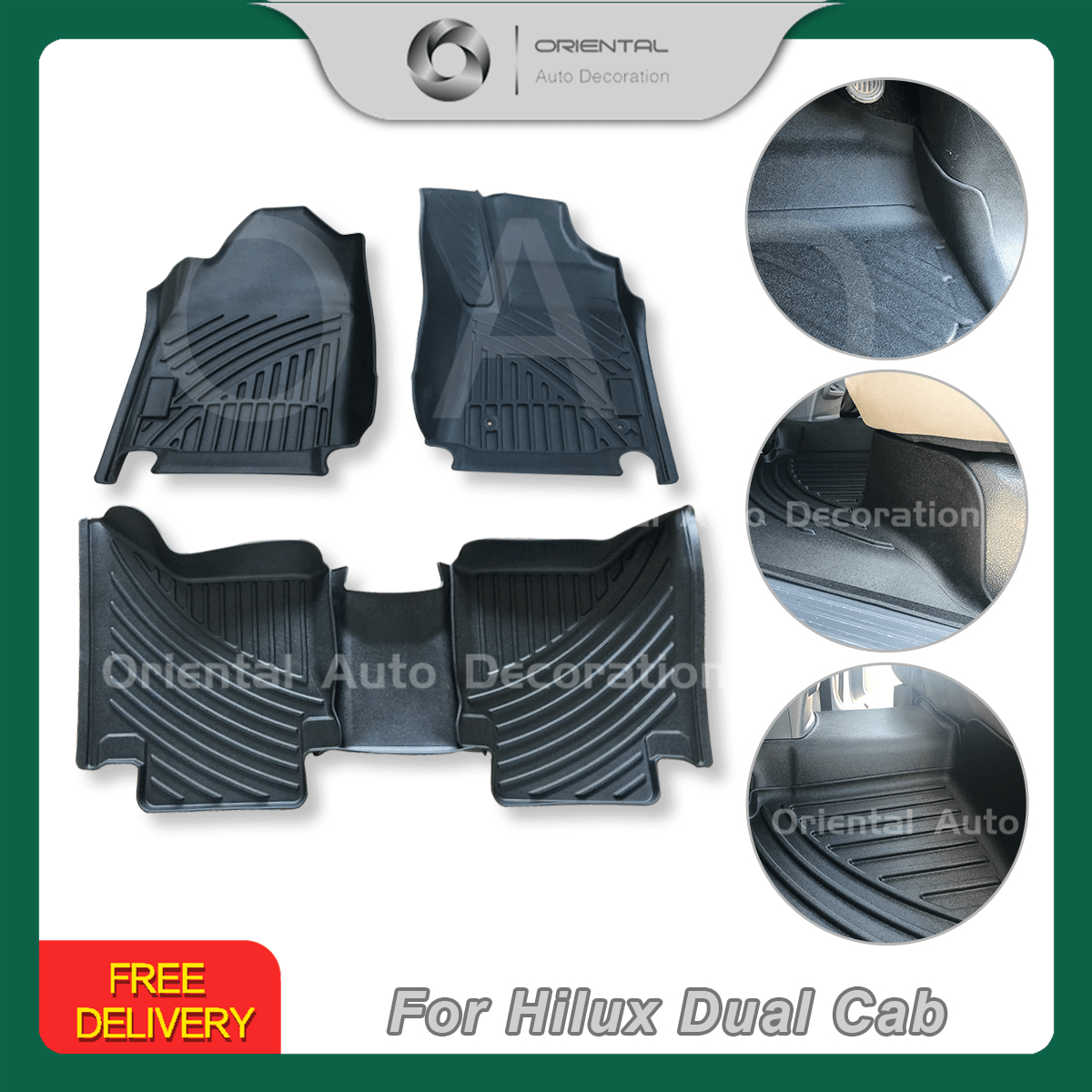 Premium Custom 3D Floor Mats Car Mats for Toyota Auto Hilux Dual Cab 2015-Onwards
